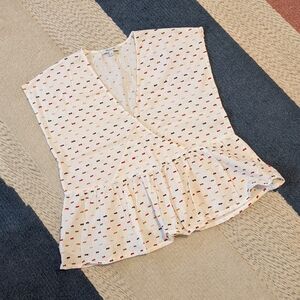 Madewell Peplum Crossover Top Clipdot Cotton S Small